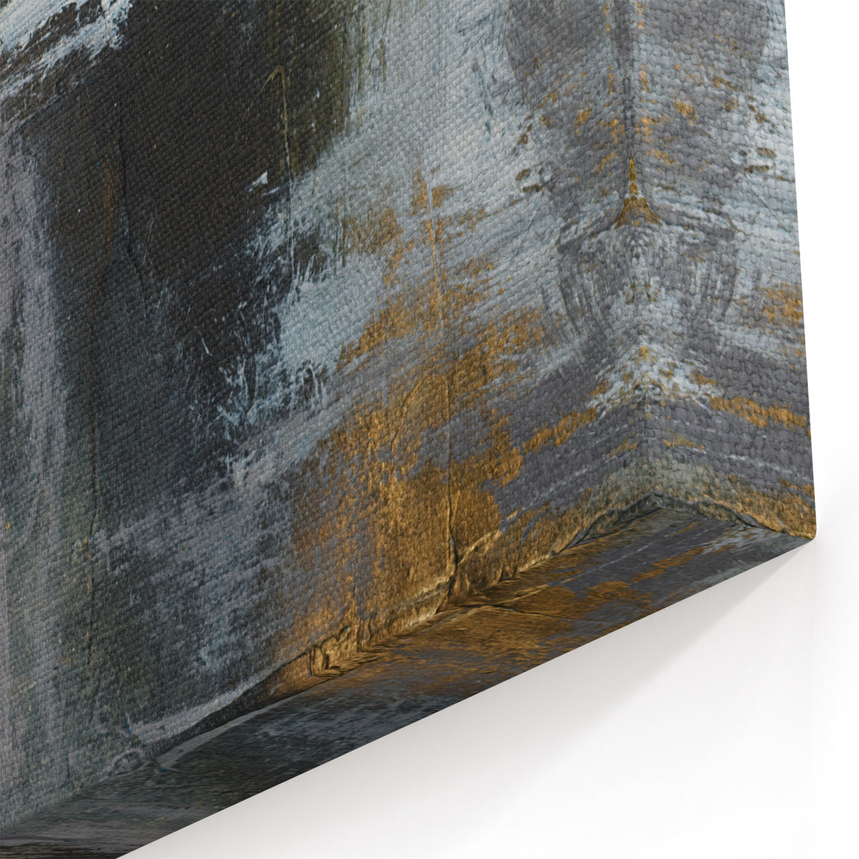 Moody Modern Wall Art – Abstract Canvas in Black, Gold & Gray