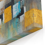 Modern Abstract Paintings – Large Canvas in Teal, Gold & Black