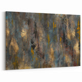 Large Abstract Wall Art – Moody Modern Canvas in Gold, Gray & Teal