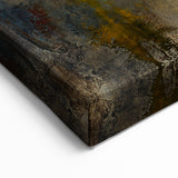 Large Abstract Wall Art – Moody Modern Canvas in Gold, Gray & Teal