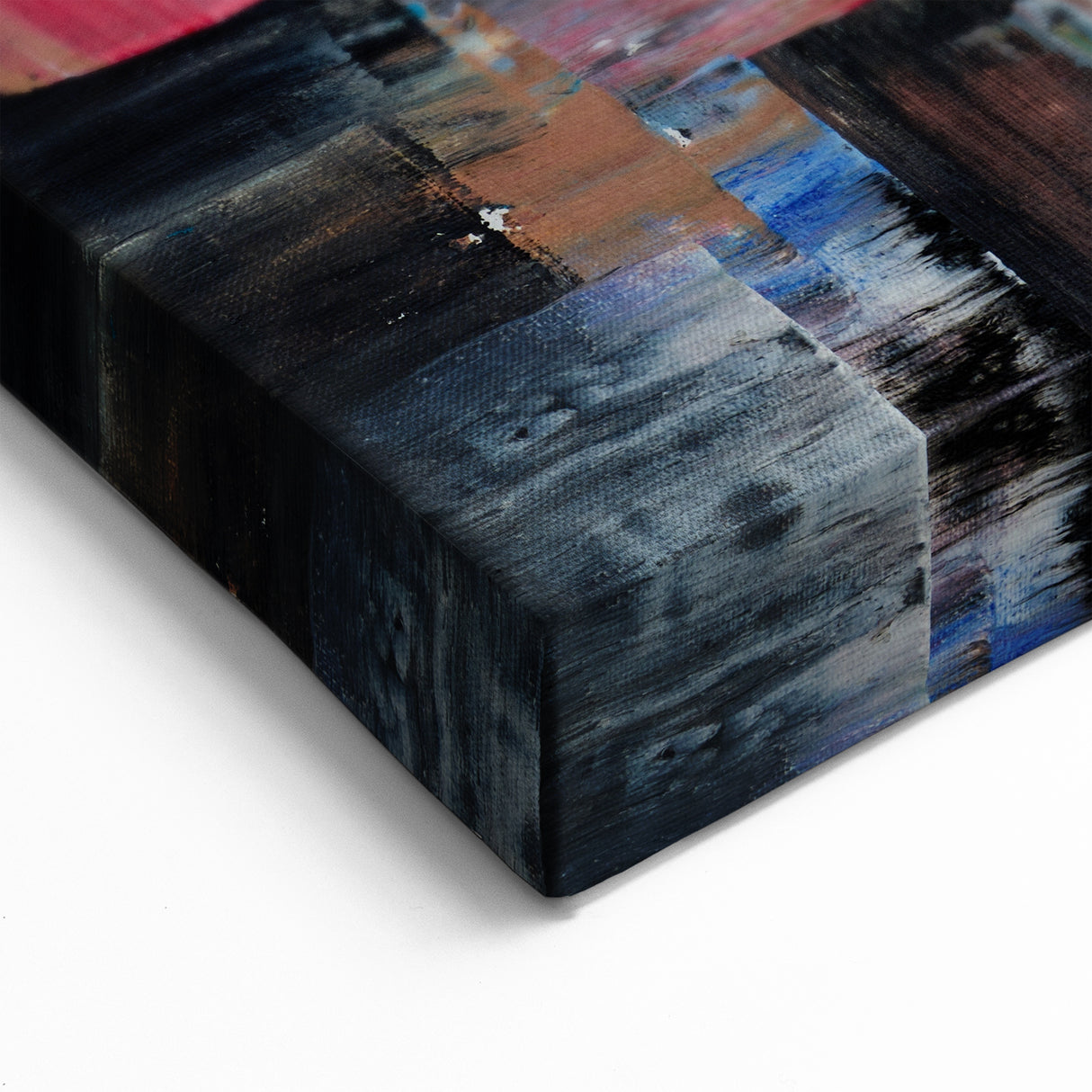 Large Abstract Wall Art – Moody Modern Canvas in Teal, Red & Brown