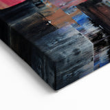 Large Abstract Wall Art – Moody Modern Canvas in Teal, Red & Brown