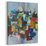 Abstract Canvas Wall Art – Moody Modern Print in Green, Blue & Red