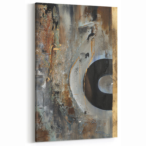 Moody Modern Wall Art – Abstract Canvas in Black, Gold & Brown