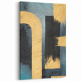 Modern Abstract Paintings – Large Canvas in Black, Gold & Teal