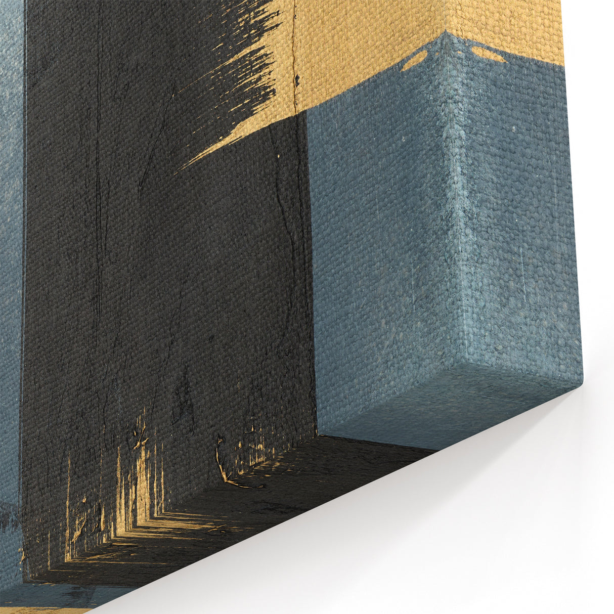Modern Abstract Paintings – Large Canvas in Black, Gold & Teal
