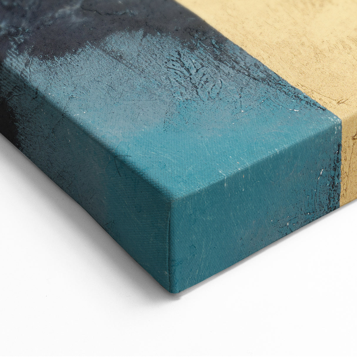 Modern Abstract Paintings – Large Canvas in Black, Gold & Teal