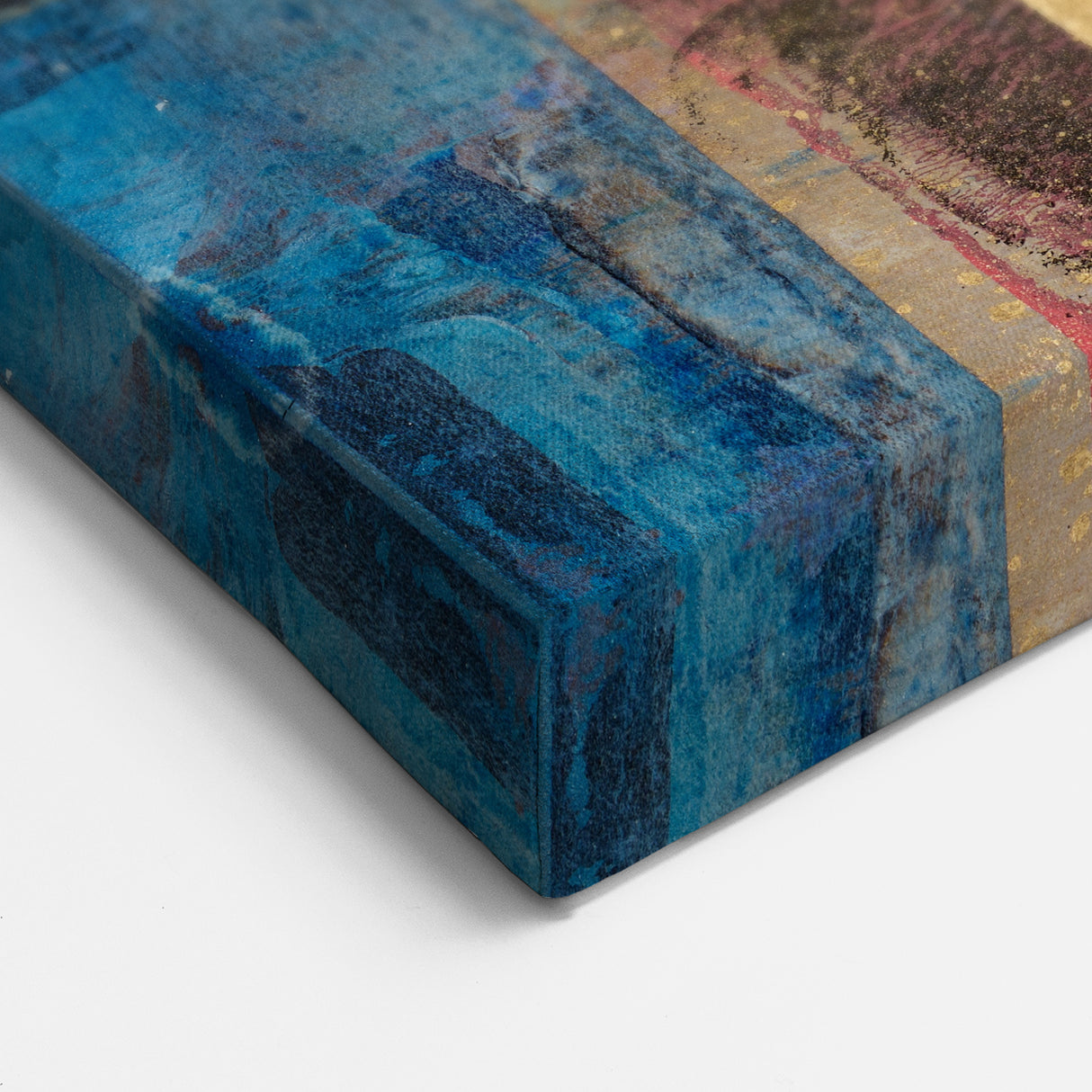 Geometric Moody Modern Wall Art - Abstract Blue & Gold Collage