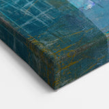 Abstract Moody Modern Wall Art - Blue, Gold & Black Geometric Design