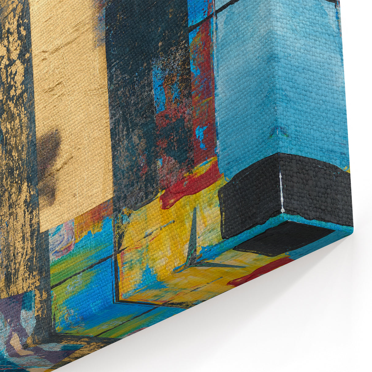 Bold Moody Modern Wall Art - Abstract Blue & Gold Geometric Print