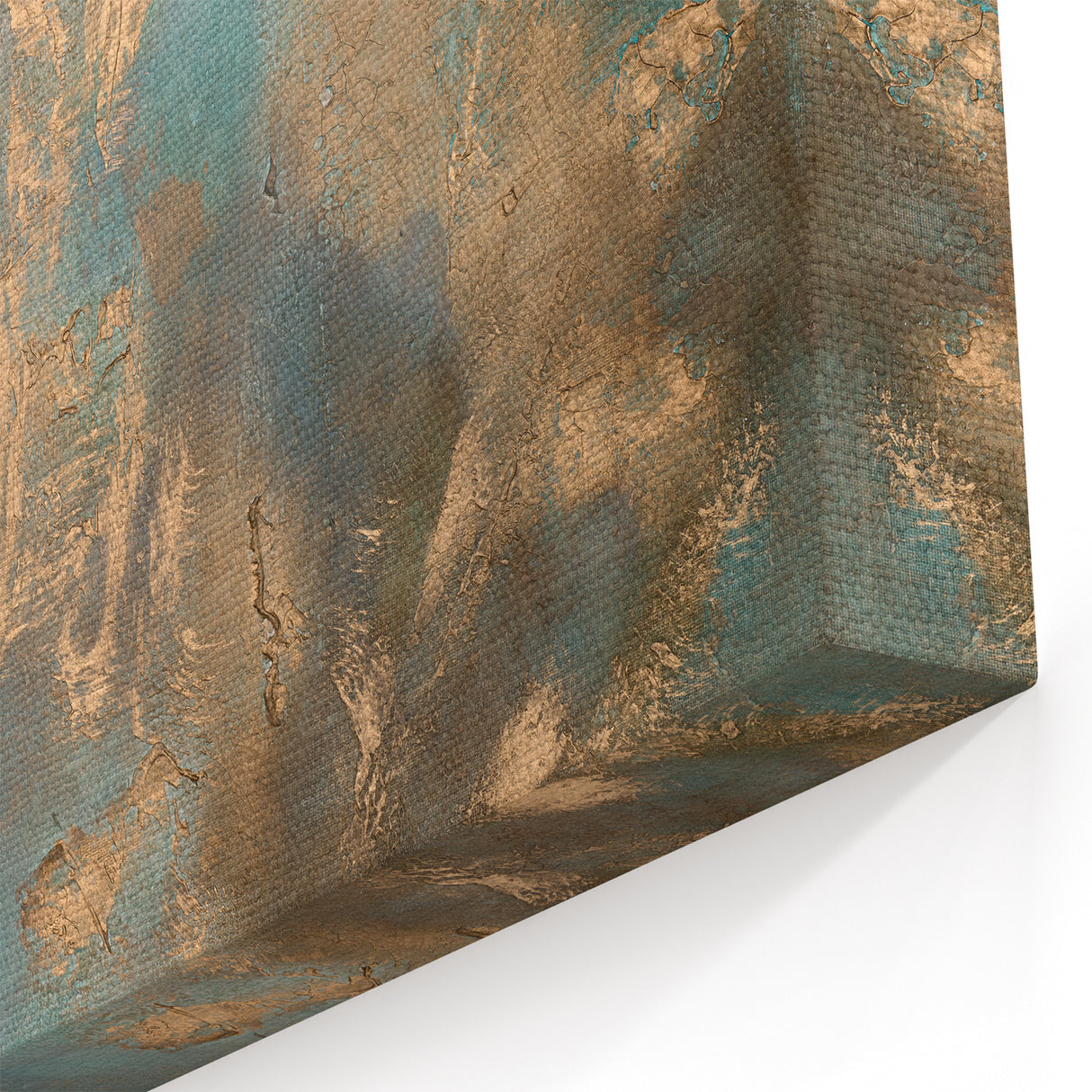 Elegant Moody Modern Wall Art - Abstract Teal & Gold Canvas Print