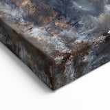 Dark Moody Modern Wall Art - Abstract Black, Teal & Gold Painting