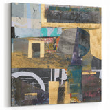 Geometric Moody Modern Wall Art - Black, Gold & Teal Abstract Print