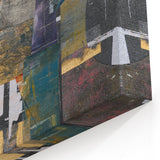 Geometric Moody Modern Wall Art - Black, Gold & Teal Abstract Print