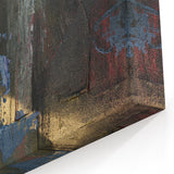 Dark Moody Modern Wall Art - Abstract Black, Blue & Gold Texture
