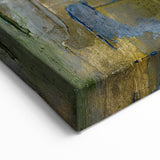 Dark Moody Modern Wall Art - Abstract Black, Blue & Gold Texture