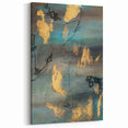 Elegant Moody Modern Wall Art - Abstract Teal, Gold & Gray Print
