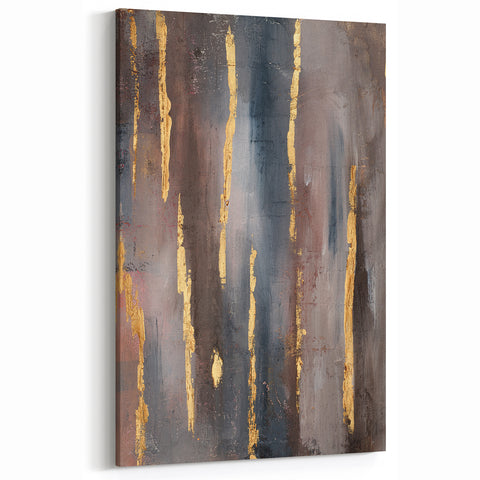 Luxury Moody Modern Wall Art - Abstract Gray, Gold & Brown Print