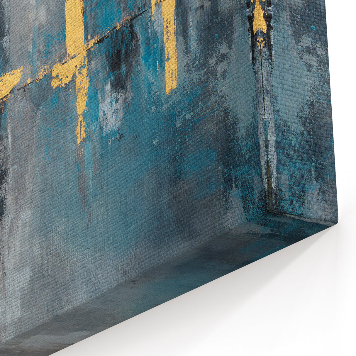 Skyline Moody Modern Wall Art - Abstract Blue, Gold & Gray Print