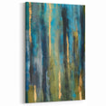 Abstract Moody Modern Wall Art - Blue, Green & Gold Vertical Print