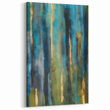 Abstract Moody Modern Wall Art - Blue, Green & Gold Vertical Print