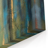 Abstract Moody Modern Wall Art - Blue, Green & Gold Vertical Print