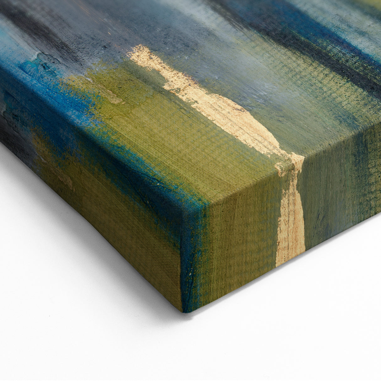 Abstract Moody Modern Wall Art - Blue, Green & Gold Vertical Print