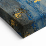 Luxury Moody Modern Wall Art - Abstract Blue, Gold & Gray Print
