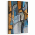 Abstract Wall Art – Moody Geometric Painting in Blue and Earthy Tones