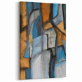 Abstract Wall Art – Moody Geometric Painting in Blue and Earthy Tones
