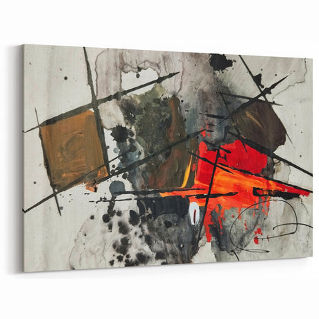 Abstract Canvas Wall Art – Fiery Red and Black Expressionist Painting