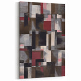 Contemporary Abstract Art – Geometric Canvas in Brown & Burgundy