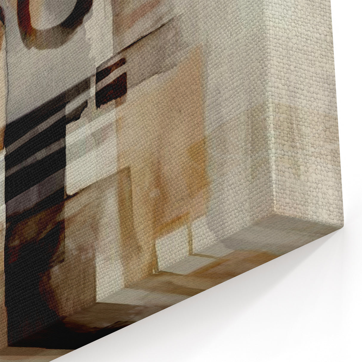 Abstract Canvas Wall Art – Earthy Geometric Painting in Beige & Brown