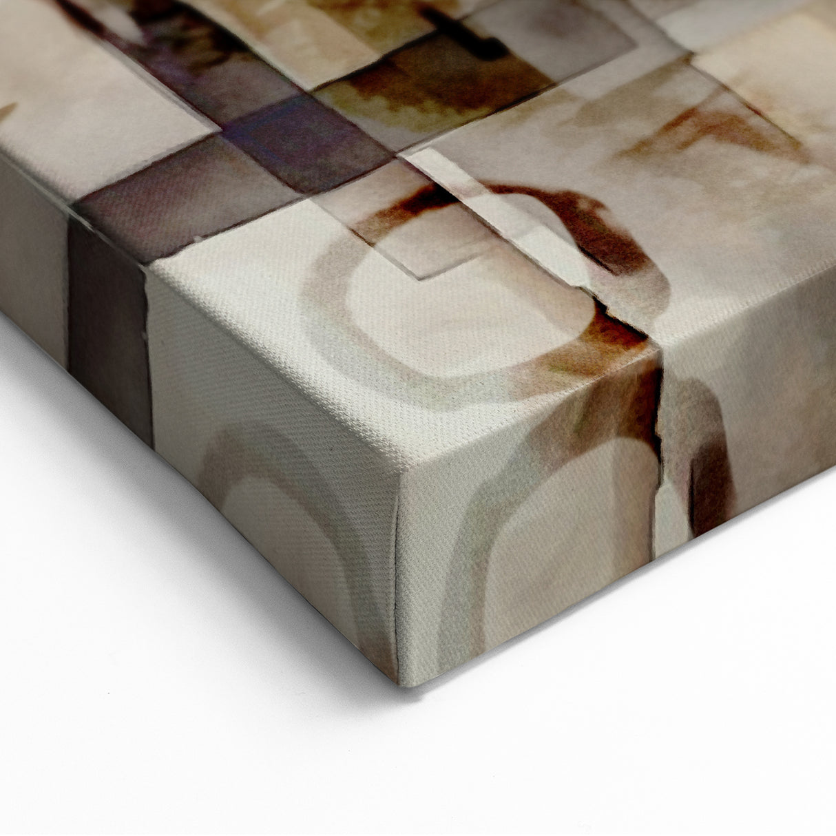 Abstract Canvas Wall Art – Earthy Geometric Painting in Beige & Brown