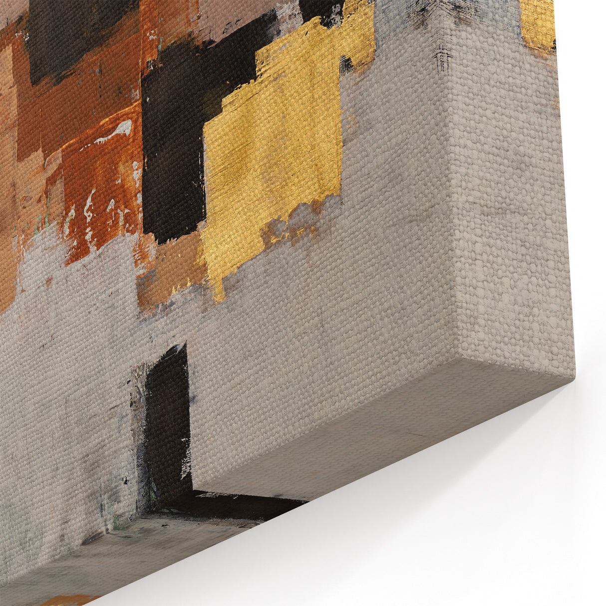 Abstract Wall Art – Gold & Earthy Geometric Textured Canvas