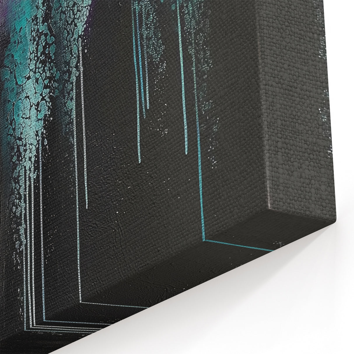 Abstract Canvas Wall Art – Dripping Teal & Purple Moody Painting