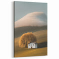 Golden Tree & Cottage Landscape Art – Nature-Inspired Wall Art