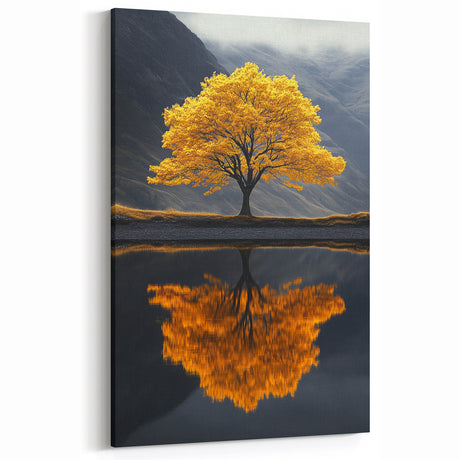 Golden Tree Reflection – Majestic Nature Art Print