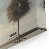Serene Tree & Bench by the Water – Tranquil Nature Art Print
