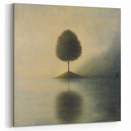Solitary Tree Reflection – Minimalist Nature Art Print