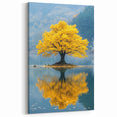 Golden Tree Reflection – Tranquil Nature Landscape Art