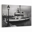 Vintage Tugboat in Fog – Black & White Fine Art Photography Print