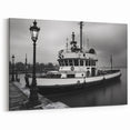 Vintage Tugboat in Fog – Black & White Fine Art Photography Print