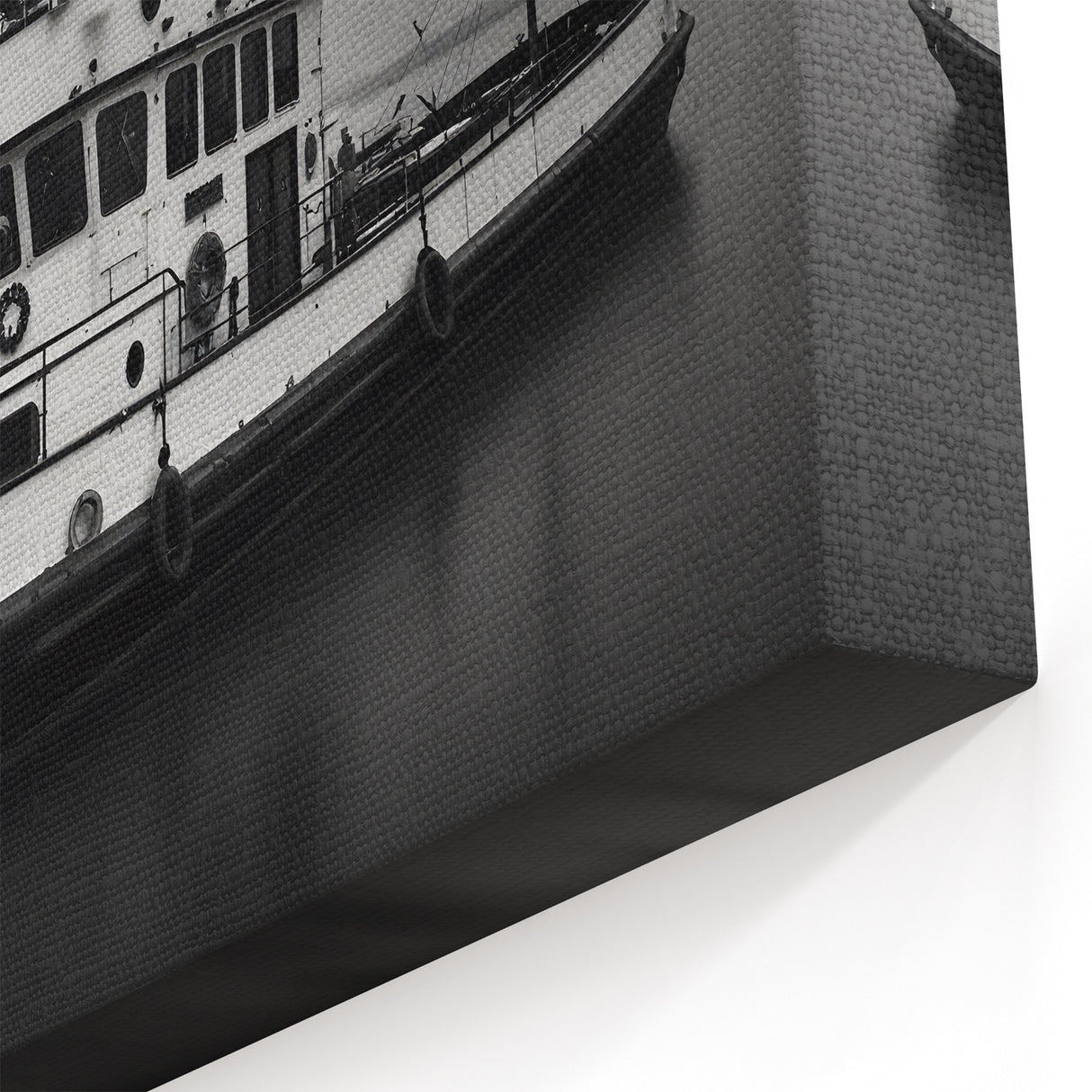 Vintage Tugboat in Fog – Black & White Fine Art Photography Print