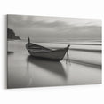 Solitary Boat on Silent Shores – Fine Art Black & White Photography