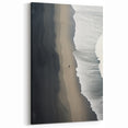 Lone Walker on Black Sand Beach – Minimalist Fine Art Photography