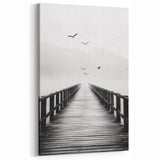 Misty Pier with Birds - Fine Art Photography Framed Prints