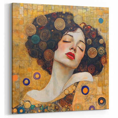 Elegant Abstract Figurative Wall Art – Golden Modern Portrait Painting
