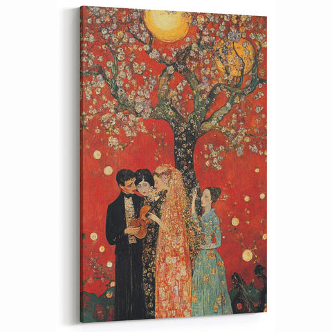 Romantic Abstract Figurative Wall Art – Golden Serenade