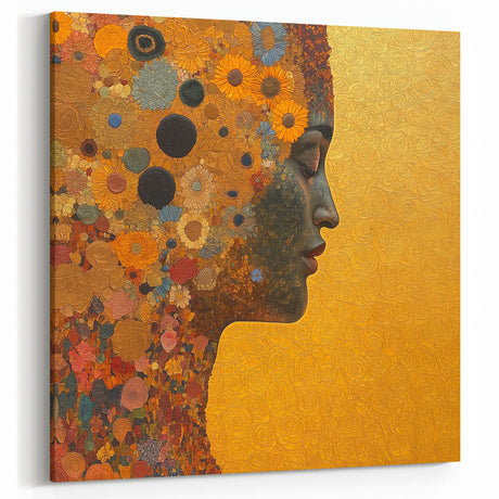 Floral Abstract Figurative Wall Art – Golden Serenity